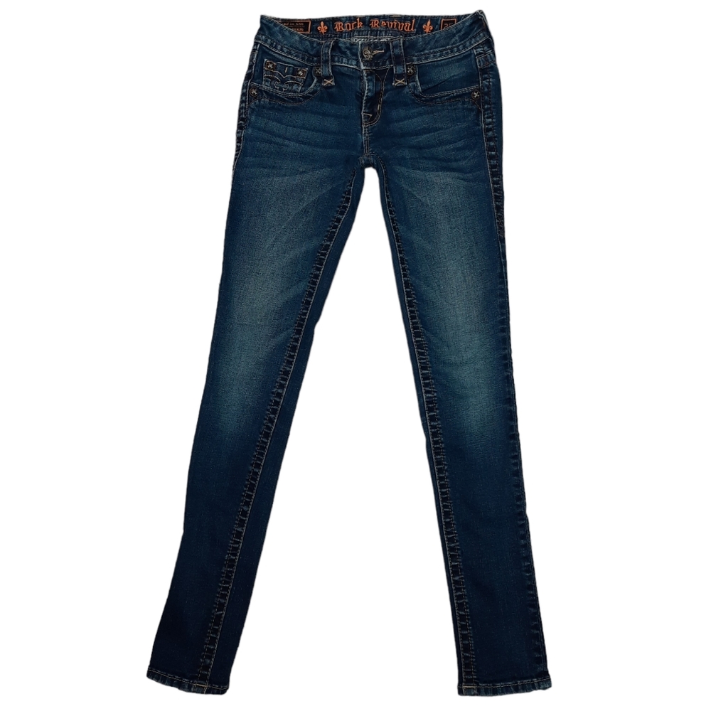 Rock Revival Jessica Low Rise Skinny Blue Jean SZ 25